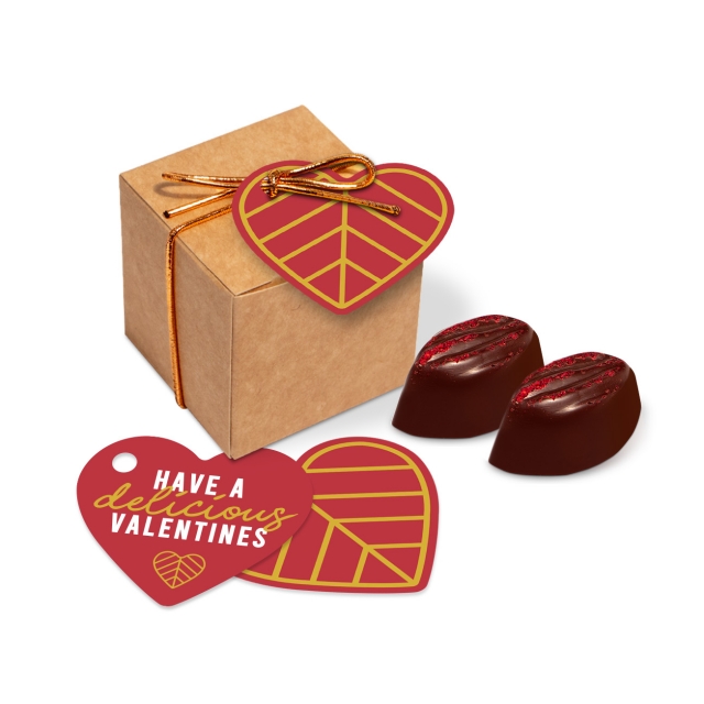 Valentines – Eco Kraft Cube – Cocoa Bean Truffles – Raspberry Cream